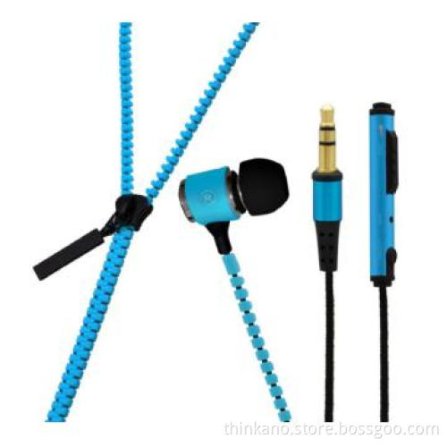 Fancy tangle-free design Zipper Earphone